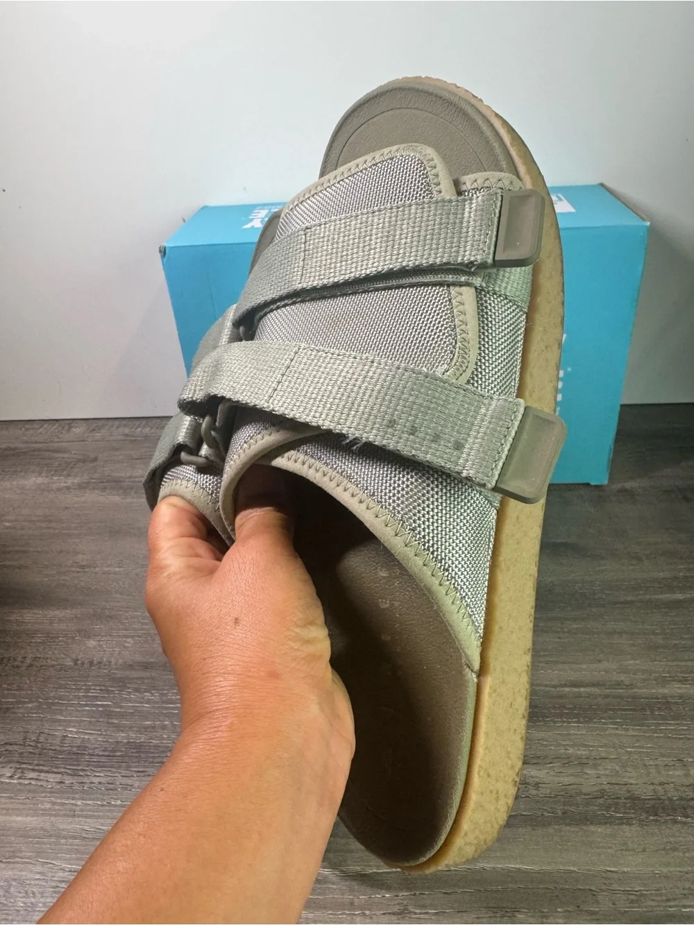 Reef Montauk Slide Sandals Sage green adjustable straps size 11 $95 EUC